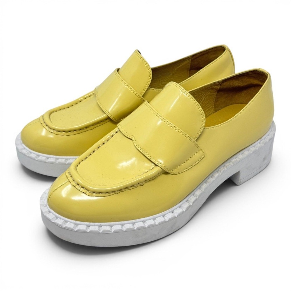 Jeffrey Campbell‎ Platform Penny Loafers Yellow Leather Chunky Slip On Size 8.5